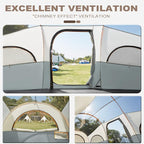 8 Person Tent for Camping, Waterproof Windproof Family Tent with Rainfly, Divided Curtain Design for Privacy Space, Portable with Carry Bag