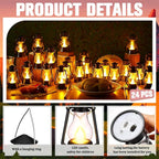 Ferraycle 24 Pcs Mini Lantern for Centerpiece Western Wedding Decor 4 Inch Camping Decorative with LED Candle Vintage Hanging Lantern Ornaments Bulk for Cowboy Cowgirl Xmas Party Decoration (Black)