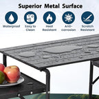 Slim-Fold Camping Kitchen Table, Metal Folding Portable Outdoor Cook Station with 4 Side Tables, 2 Storage Shelves & Carrying Bag, Heat Resistant Quick Set-Up for Picnic BBQ