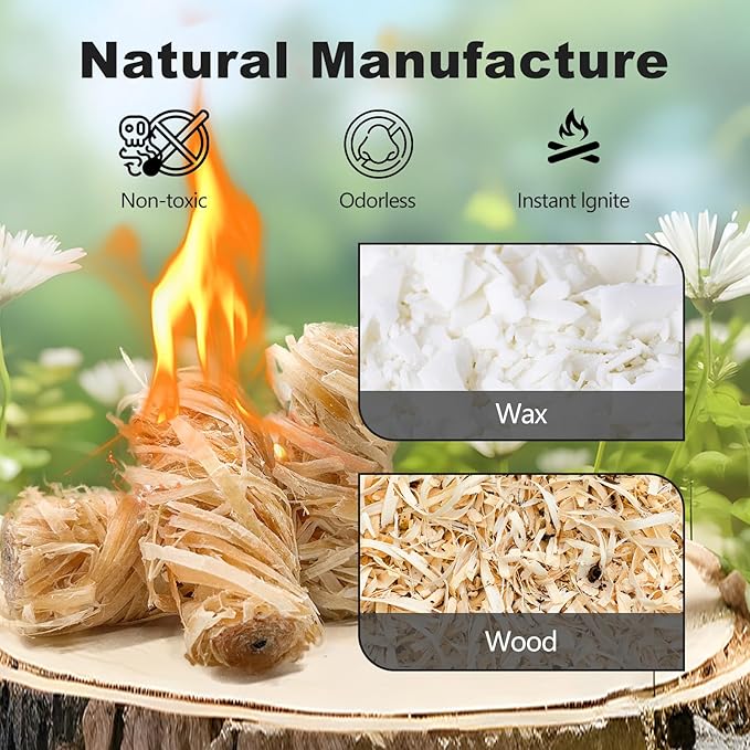 72 Pcs Fire Starter - Natural Fire Starters for Fireplace, Pellet Stove, BBQ, Pizza Oven, Fire Pit &Chimney, Fire Starters for Grill, Charcoal Starter