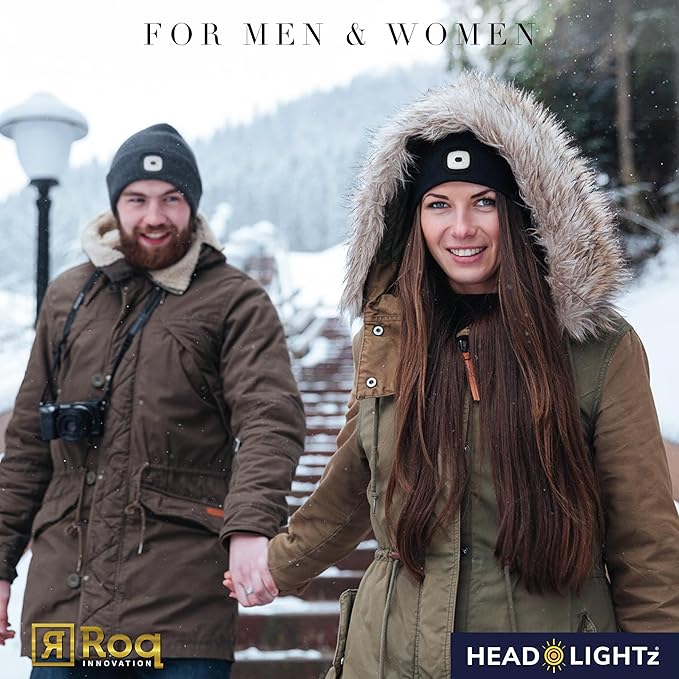 HEAD LIGHTZ® Rechargeable LED Beanie Hat – Hands-Free Lighted Cap for Running, Walking & Camping – As Seen on Oprah’s Favorite Things – Machine Washable, Unisex