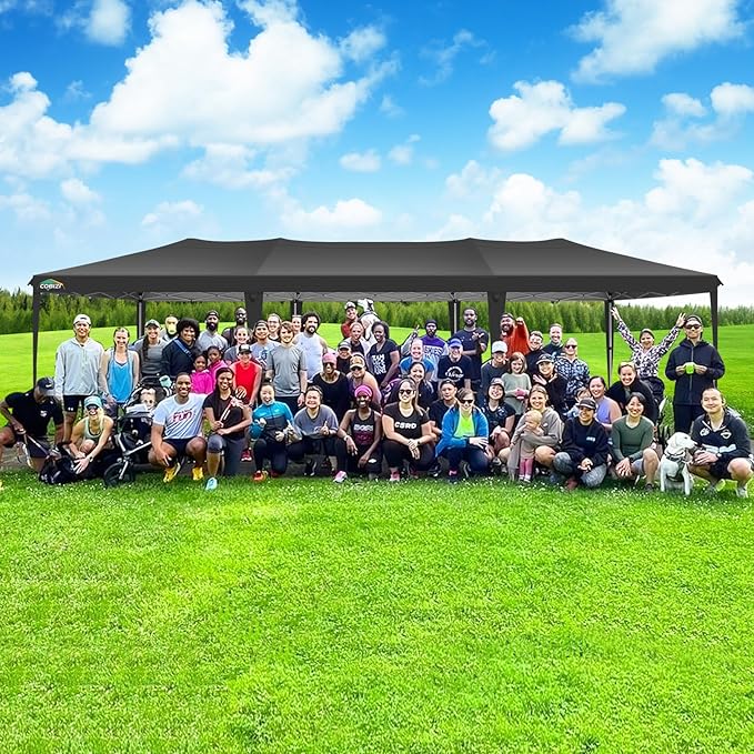 COBIZI 10x30 Pop Up Canopy Tent with Removable Sidewalls, Waterproof Portable Easy Up Canopy with Carry Bag, Instant Outdoor Shelter Tents for Parties, Events, Backyard Gatherings, Weddings, Black
