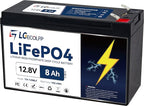 12V 8Ah Lithium LiFePO4 Deep Cycle Battery, 3000+ Cycles Rechargeable Battery Built-in 10A BMS Perfect for Ride on Toys, Scooters, Fish Finders, Small Ups Backup, Solar System, Lighting etc