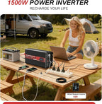 1500W Power Inverter 12V to 110V 120V AC Pure Sine Wave Inverter for RV Truck Camping,Outdoor Off-Grid Power Converter with LCD Display,Wired Controller,AC Outlets USB Ports (12V-1500Watt)