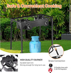 Giantex Outdoor Double Burner Stove, High Pressure 2 Burner Stand Max. 150,000 BTU total, 0-20 PSI Regulator Detachable Legs, Portable Dual Propane Grill Burner Stove for Camping Picnic Cookout