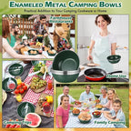 Sawysine 8 Pcs 6 Inch Enamel Bowl for Camping and Backpacking Enamelware Mixing Bowls Camping Cookware for Outdoor Cooking, Picnic, Snacks, Home, Farmhouse(Green)