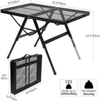 REDCAMP Folding Grill Table for Outside, Portable Metal Aluminum Outdoor Grill Table with Adjustable Height Pull-Out Square Tube Legs, Great for Camping Picnic Cooking BBQ, 36" L x 24" W