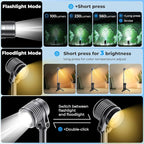 AsFrost Flashlight Camping Lights 2in-1, 180°Flip Dual Lamp 8-Mode LED Bright Weird Cool Unique Flash Light Camp Lantern Waterproof 4500mAh Type-C for Outdoor Home Emergency, Gift for Teen Men Women