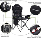 Camping Chairs for Heavy People, Folding Chairs for Outside Outdoor Folding Chairs with Cup Holder & Cooler Bag, Camp Chairs Supports up to 300lbs (1 PC, Camo)