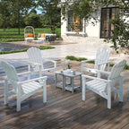 Stackable Adirondack Chair Set of 4, HDPE All-Weather Adirondack Chairs - Durable and Space Saving, Plastic Outdoor Fire Pit Chairs with Cup Holder,White