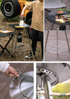 CAMPINGMOON Skottle Grill Cooking System Kit 18 inch Carbon Steel Pan Adjustable Legs Portable Camp Cooking Gear with Carry Bag (Skottle propane stove set)