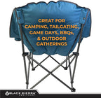 Black Sierra Oversized Camping Chair for Adults – 400 lb Heavy Duty Folding Chair with Cup Holders & Carry Bag