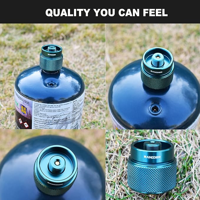 Propane to Butane Adapter Camping Stove Adapter Gas Converter 16 oz Propane Tank Input EN417 Valve Output Camp Fuel Refill Adapter for Outdoor Backpack Hiking (Dark Green X 1 Pack)