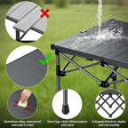 Anbte Camping Table Foldable, 2 Height Max 27.5" Aluminum Roll up Camping Table with Carry Bag & Heat-Resistant Tabletop, Lightweight, for Indoor Outdoor RV BBQ Picnic Patio Beach, 26" x 23", Black