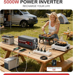 5000W Power Inverter 24V to 110V 120V AC Pure Sine Wave Inverter for RVs Truck Camping,Outdoor Off-Grid Power Converter with LCD Display,Wired Controller,AC Outlets USB Ports(24V-5000Watts)