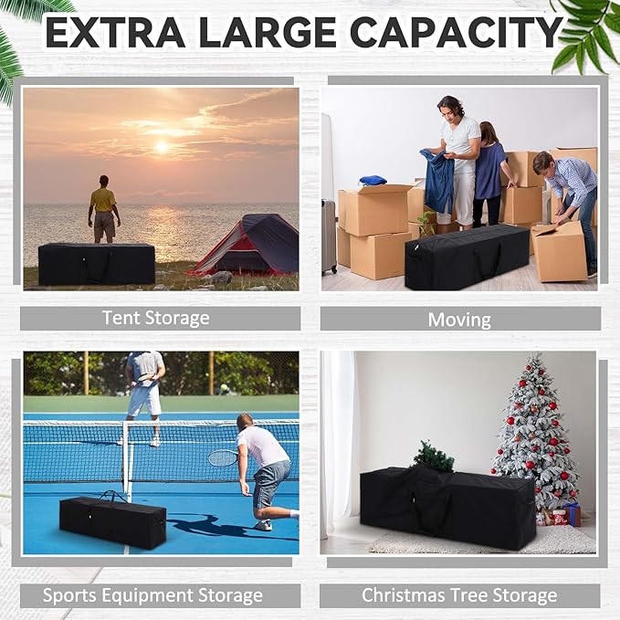 52 x 15 x 15 Inch, 190 L Extra Large Duffle Bag Camping Tent Storage Bag Heavy Duty Waterproof Sports Equipment Carrying Case for Tent Pole Travel Canopy Hammock Tripod Fishing Outdoor Moving