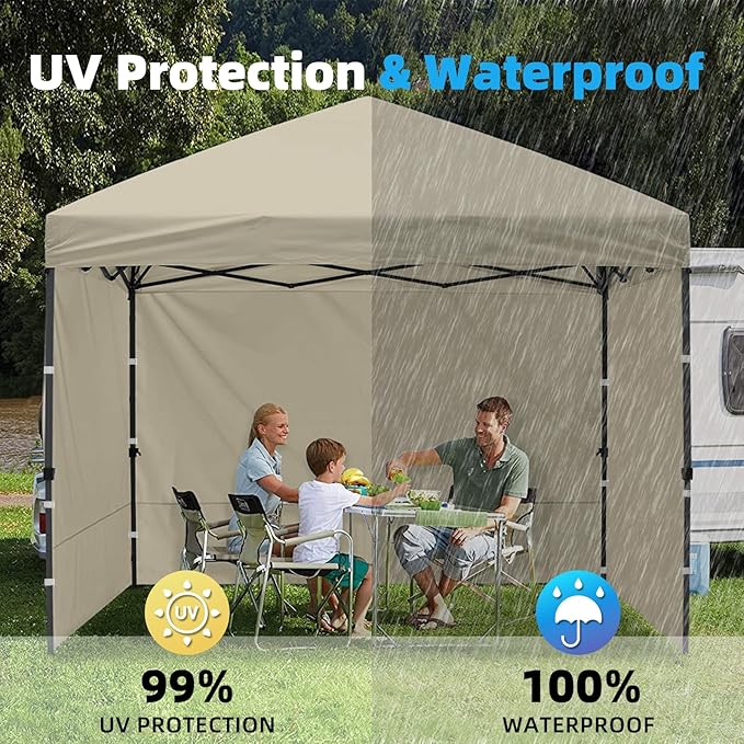 Joramoy Instant Canopy Sunwall 10×10 for Pop Up Canopy, Waterproof, UV Protection Canopy Sidewall, 1 Pack Straight Leg Canopy Side Panels Only（10×10, Beige)