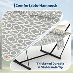 Double Hammock with Stand - Heavy Duty Portable 2 Person Design with Adjustable Steel Stand, Max 450LBS, Ideal for Outdoor Patio, Garden, Beach & Backyard