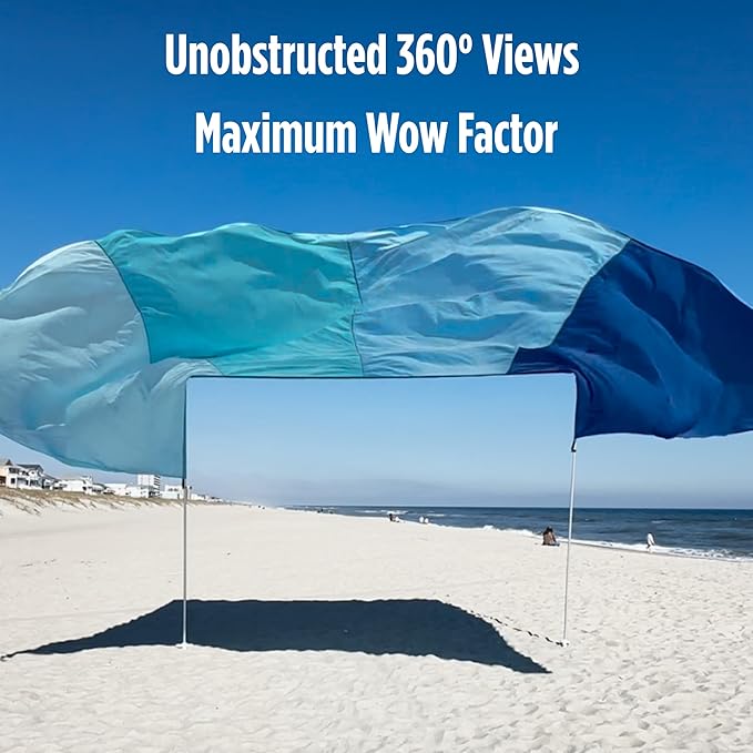 MillionShades® Beach Shade Canopy – Grande 14 ft x 14 ft Wind-Propelled™ Sun Shade for Beach with UPF 50+, 360° Views, Quiet & Lightweight Design, Easy Setup Tent - Windproof Beach Shelter