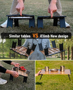 iClimb Ultralight Compact Mini Beach Picnic Folding Alu. Table with Carry Bag, Two Size (Silver - S)