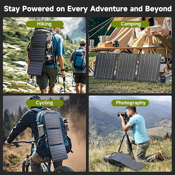 ALLPOWERS 21W 5V Foldable Solar Panel Charger, SP001 Solar Charging Kit with 5V USB-A and USB-C Charging, IP67 Waterproof Portable Solar Panel for Smartphone, Tablets, Outdoor, Camping, Hiking