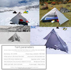3FULGEAR Lanshan1 Pro Outdoor Ultralight Camping Tent for 1 Person 3/4 Season Professional 20D Nylon Double Sided Silicone Tent, Camping, Trekking, Kayaking, Climbing, Hiking