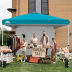 EAGLE PEAK Commercial Canopy 10x10 Pop Up Canopy Tent with 1 Sidewall, Easy Setup Heavy Duty Instant Event Shelter for Vendors & Markets, Outdoor Sun Shade, Turquoise