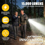 Rechargeable Flashlight 15,000 High Lumens, 120W XHP360 LED Super Bright Tactical Zoomable Flashlights with USB Output, Large Capacity Powered Waterproof Flash Light for Emergencies, Camping, Hunting