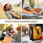 Small Shredded Memory Foam Pillow, Camping Pillow Travel Pillow - Compressible Medium Firm, Breathable Cover, Ideal Backpacking Hiking, Airplane and Car (Apricot Yellow, L)