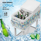VINGLI 80 Quart Rolling Ice Chest, Portable Patio Party Bar Drink Cooler Cart, with Shelf, Beverage Pool with Bottle Opener