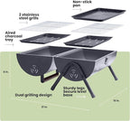AGG Portable Charcoal Grill - 2-in-1 Tabletop BBQ & Griddle Combo - Compact Mini Barrel Grill for Camping, Balcony & Tailgating - Includes Apron, Heat-Resistant Gloves & Tongs -Small Outdoor Grill
