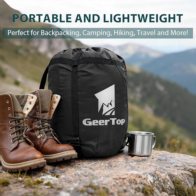 GEERTOP Double Camping Sleeping Bag with Blanket Queen Size Two Person Sleeping Bag for Adults Couples or Family Outdoor Backpacking Travel