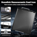 Nonstick Nanoceramic Griddle Plate, Pre-Seasoned Heavy-Duty Flat Top Insert, Universal Outdoor Cooking Griddle for Gas Grill/Charcoal/Gas Stove, Camping, Tailgating, Parties & Backyard BBQ, 17"x13"