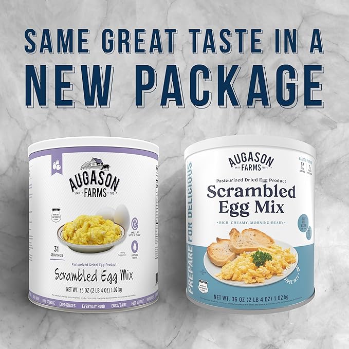 Augason Farms Pasteurized Scrambled Egg Mix Can – Emergency Food Supply, Dehydrated scrambled egg for Baking & Camping - Gluten Free Survival Food with Long Shelf Life - 57 Servings