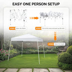 VINGLI 6x6 ft Pop Up Canopy Tent, Easy Up Canopy Event Tent Foldable Portable Canopies for Camping, Patio, Outdoor Gazebo Slant Legs, Outdoor Instant Shelter Canopies with Carry Bag (White)