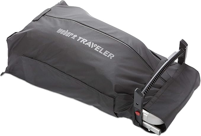Weber Traveler Cargo Protector Grill Cover, Black – Form‑Fitted Grease‑Resistant Cover with Tool Storage Pockets, Heavy-Duty & Water Resistant for Easy Transport