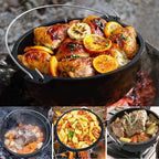 Camping Dutch Oven, 9 Qt Pre-Seasoned Cast Iron Camp Dutch Oven Pot with Lid - Lid Lifter, Cast Iron Dutch Oven with Metal Handle for Cooking BBQ Baking Campfire Modern Black