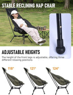 WildCall Lightweight Folding High Back Camping Chair with Head Support, Compact Beach Chair with Anti-Sinking Large Feet and Three Tilt Angles Adjustment