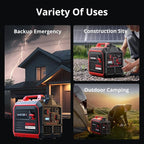 3800W Portable Inverter Generator, Gas Powered with CO Sensor, Digital Display, Super Quiet and Lightweight Generator for Camping, Home Emergency Use, Tailgating, RV Ready, EPA Compliant