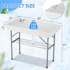 Dragosum Outdoor Cooler Table with Drain, Folding Ice Cooler Table with Removable Matching Skirt, Portable Table Coolers 4 Foot for Party BBQ Camping Wedding