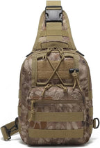 Viriber Tactical Backpack, Waterproof Military Cross-body Molle Sling Shoulder Backpack Chest Bag for Outdoor Every Day Carry Khaki CP