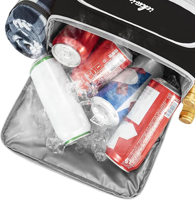 Cooler Backpack, 40 Cans Insulated Lunch Backpack Picnic Backpack for Men&Women, Durable Cooler Bag with 2 Leak Proof Compartments for Picnic, BBQ Camping, Lunch, Beach, Hiking, Black