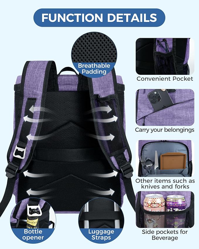 BAGLHER Lightweight Insulated Cooler Backpack - 30 Cans, Leak-Proof for Lunch, Picnic, Hiking, Camping Trips