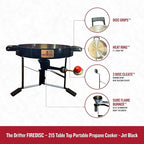 FIREDISC 215 Limited Edition Ultra Portable Tabletop Propane Cooker in Jet Black TCGFD215B, 16.5-in. Plow Disc Camping Stove is an Ideal Portable Stove, Tailgate Grill, Propane Outdoor Cooking
