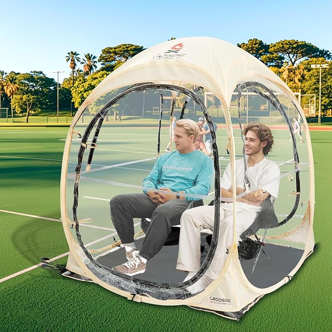 Sports Tent Pop Up Shelter - Instant Pod for All Weather, 2/4/6 Person Bubble Tent with Top Cover, Waterproof Clear Tent for Sports Events, Camping, Fishing, Cheering and Other Outdoor Activities