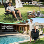 Amopatio Oversized Zero Gravity Chair w/Removable Cushion&Headrest, XXL 33In Reclining Camping Lounge Chair Upgraded Lock and Footrest, Folding Patio Recliner for Indoor Outdoor, Black