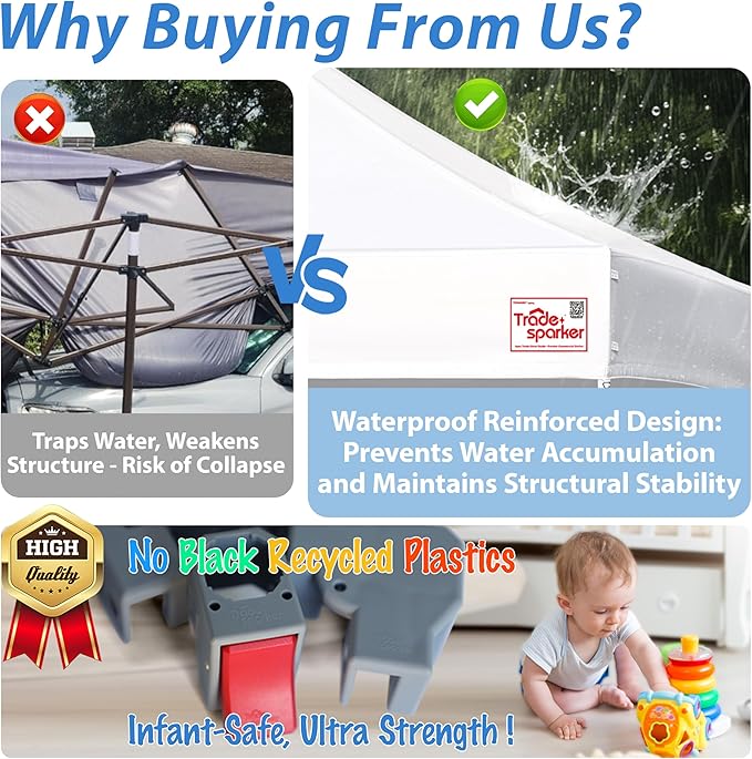 Tradesparker 10x10 Pop Up Canopy Tent,Commercial Movable Canopy with ApexCore LED&Rugged Casters-Instant Easy Setup Shelter Canopies with Weight Bags&Stakes for Outdoor Events Markets Vendors,Black