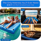 Premium Double Sleeping Pad for Camping - Camping Mattress 2 Person XL with Built-in Pump - 6.9" Thick Camping Bed for Adults - Indoor, Beach & Pool Use
