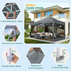 COBIZI 10x15 Heavy Duty Pop-Up Canopy Tent With Sidewalls, Waterproof Easy Setup, Mosquito Netting, Outdoor Instant Screen for Parties, Wedding, Backyard - Carry Bag Included, Gray
