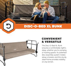 Disc-O-Bed Extra Large Outdoor Convertible 2 Person Bench and Double Camping Cot Portable Bed for Adults, Tan